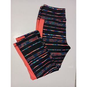 IKONIK, Black Leggings with Orange Leg Inserts, Woman Size XL